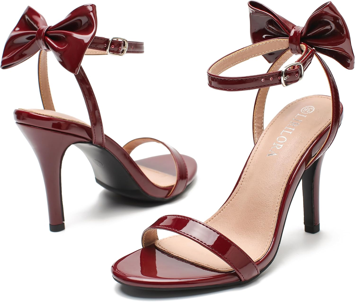 Women’s Open Toe Burgundy High Heel Dress Sandals