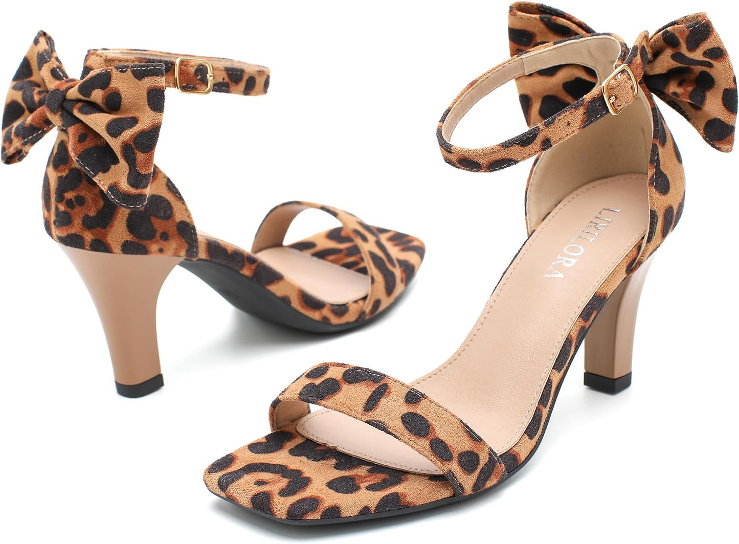 Women’s Strappy Bow Heeled Sandals – Open Toe Dress Shoes